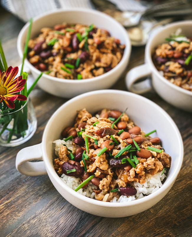 SMOKY CHIPOTLE CHICKEN CHILI + STICKY LIME RICE